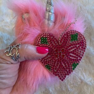 Keychain/Purse Charm Handmade Diamond Art Heart Puff